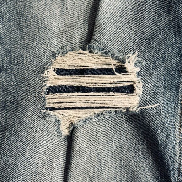 Edgely 90s Taper High Rise Jeans 6 Short (28x27) Blue Distressed Denim Womens - Picture 9 of 13